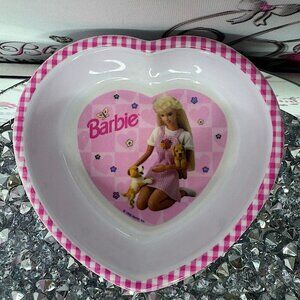 Barbie bowl 1996 vintage heart shaped plaid gingham dog cute tufted pink mini